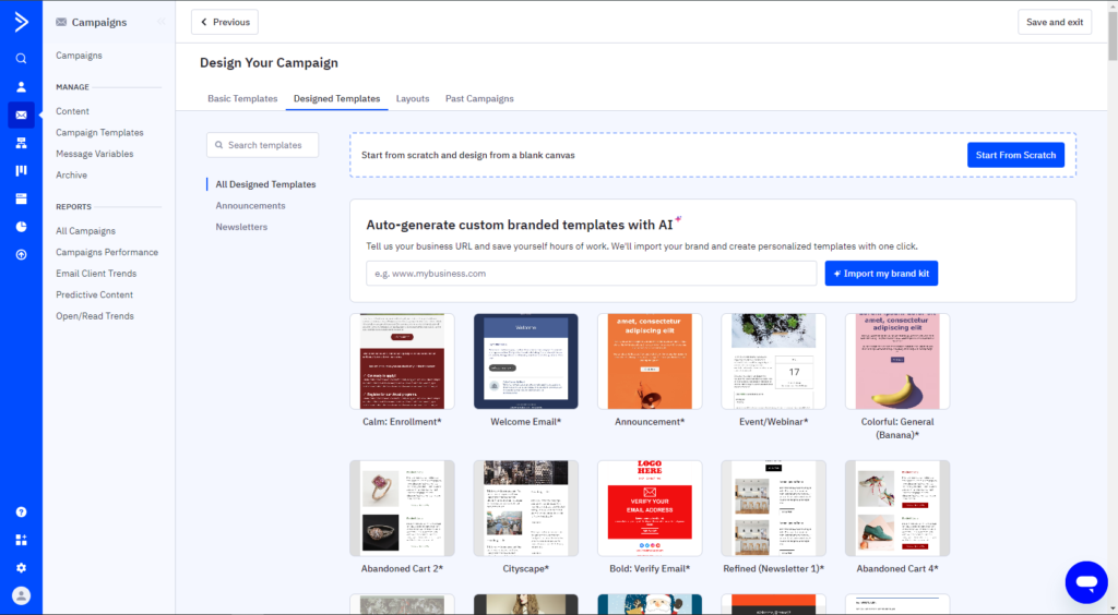 ActiveCampaign Email Campaign: templates