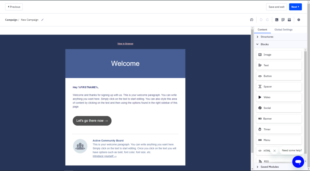 ActiveCampaign Email Campaign: content